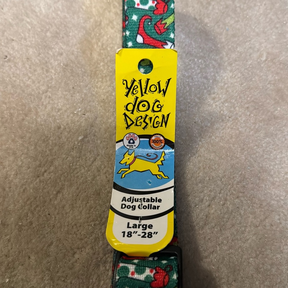 NWT Yellow Dog brand Christmas Dog Collar Size Large 18”-28”